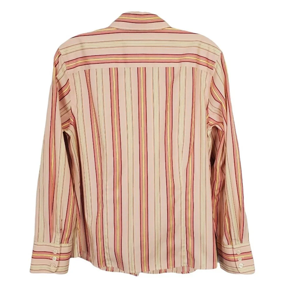 Talbots Sz 12 Shirt Button Down Vertical Stripe Wrinkle Resistant Collared Peach - Picture 3 of 8
